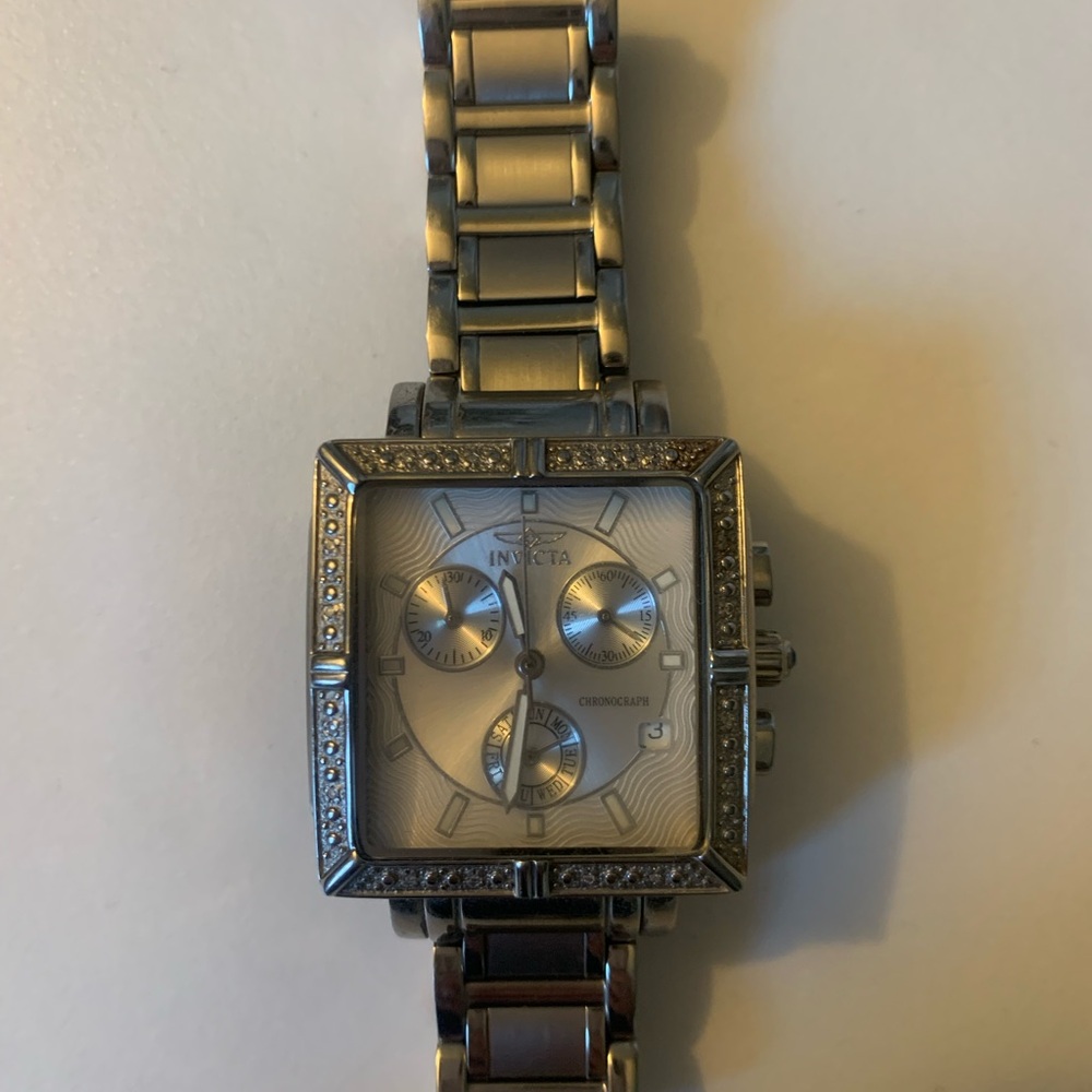 Invicta Silver Square Chronograph Watch